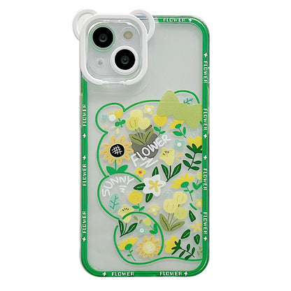 Cute Cartoon Bear Flower Holder Case For iPhone - Expressify