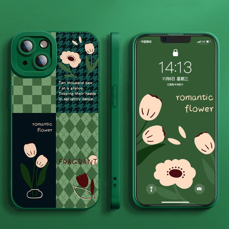 Green Fashion Pattern With Lens Full Protective iPhone Case - Expressify